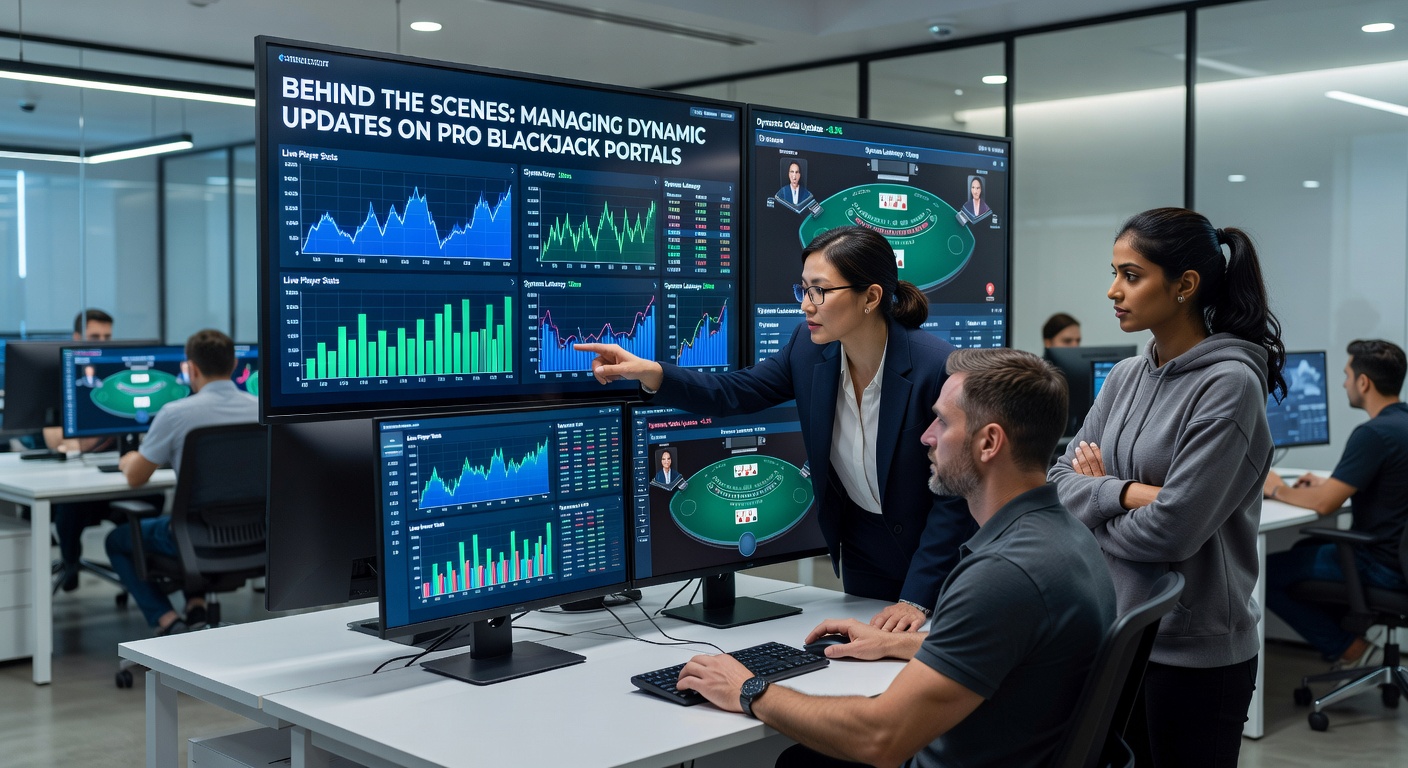 Screenshot eines Dashboards für dynamische Inhaltsupdates auf einem Blackjack-Portal, mit Grafiken zu Quotenänderungen, Turnierplänen und A/B-Tests